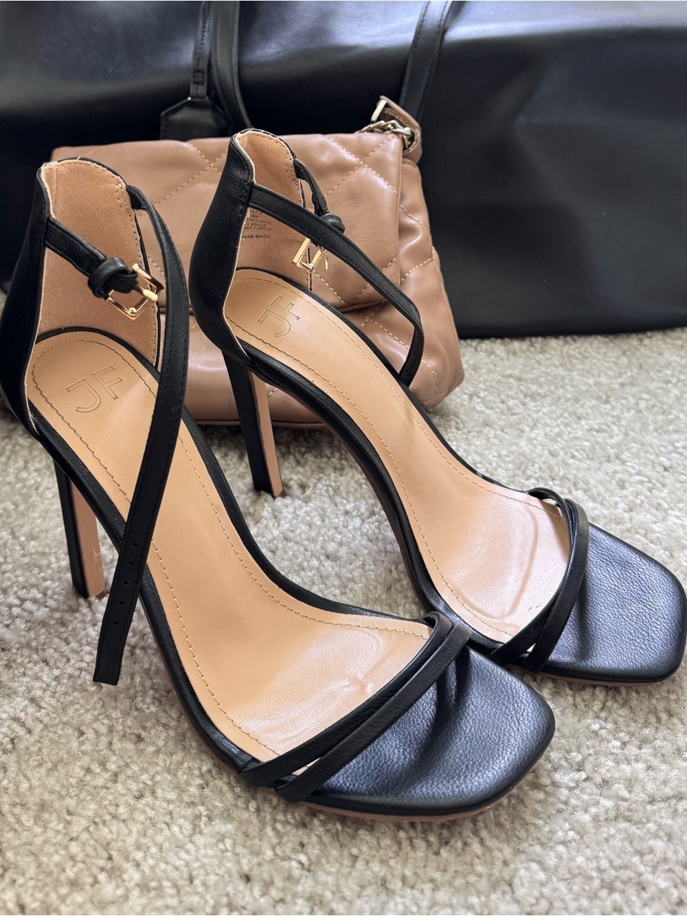 JustFab Black Strappy Stiletto Sandals